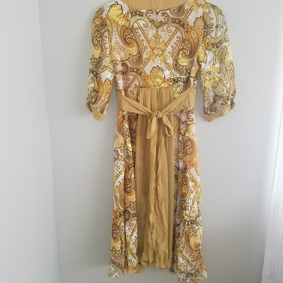 70s inspired Paisley Mustard Dress - Picture 2 of 4